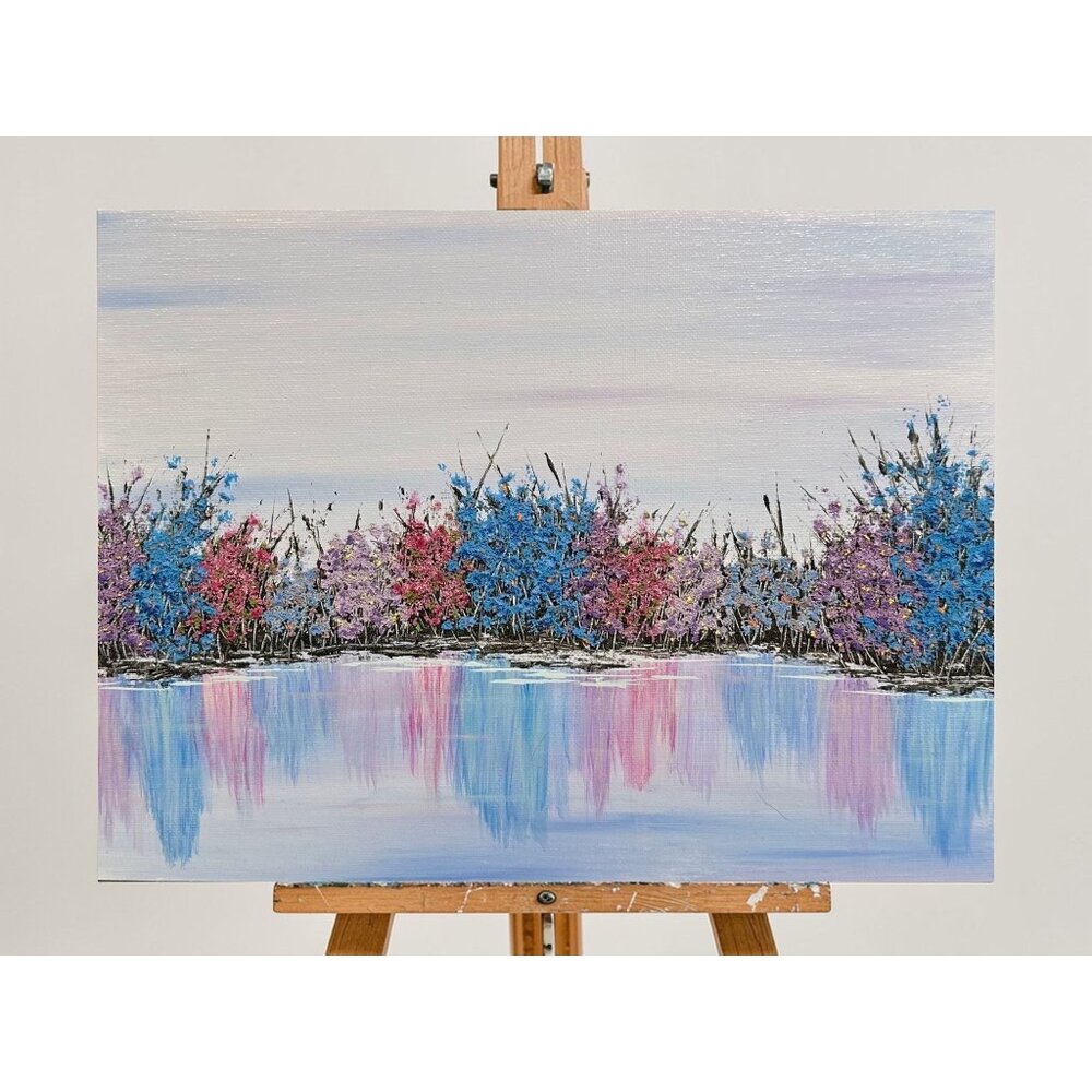 A Colorful Morning 9x12 Acrylic Mixed Media Nature Wall Art Original Artwork